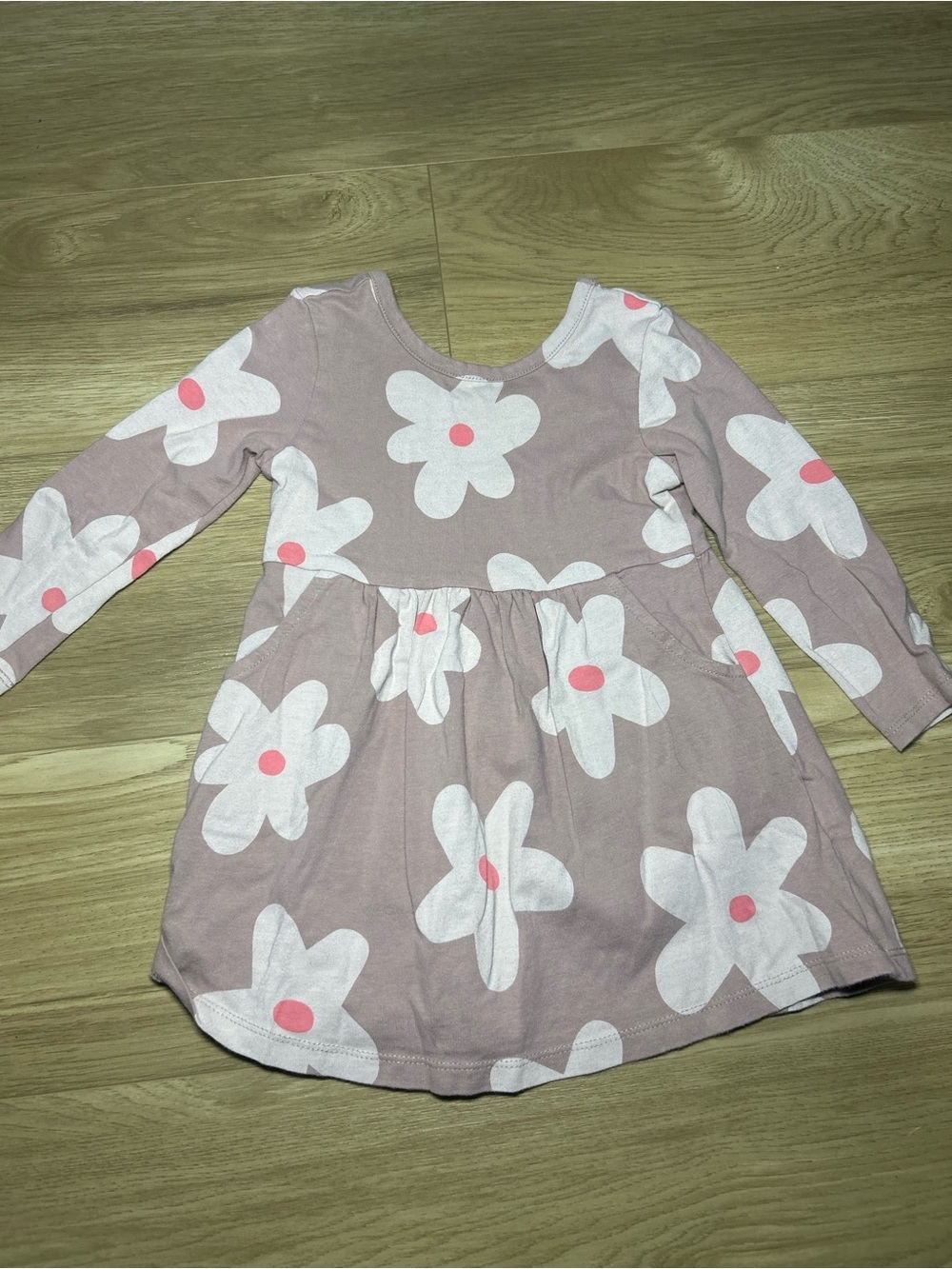 GAP Mauve Pink & White Floral Long-Sleeve Dress